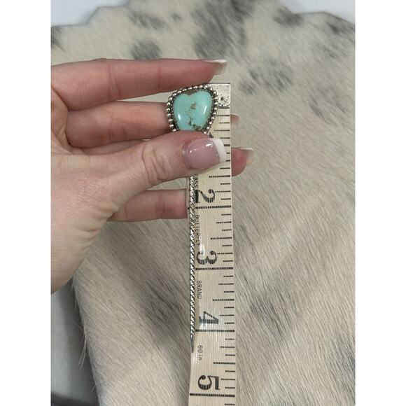 HUGE Sterling Silver 4” Blue Kingman Turquoise Hair Pin Wedding Accesory Bun 925 main image 9